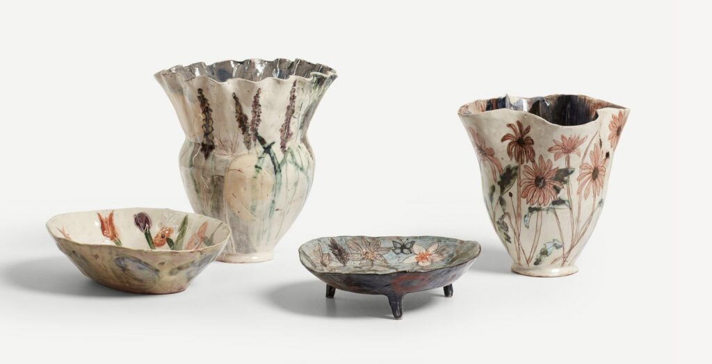 Ceramic artist contact page with handbuilt ceramics by Jacqueline Leighton Boyce